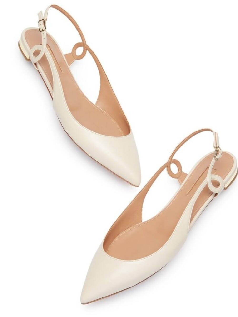 Aquazzura Serpentine Leather Slingback Pumps In Neutral Beige Cream